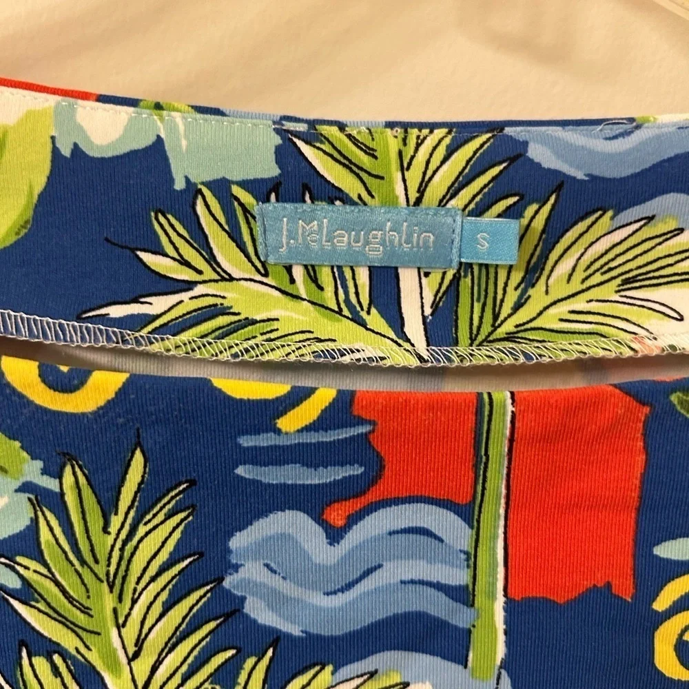 J. McLaughlin Blue and Red Tropical Print Top - Picture 3 of 8